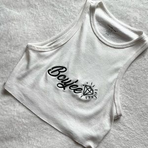 White Boujee Diamond Crop Top